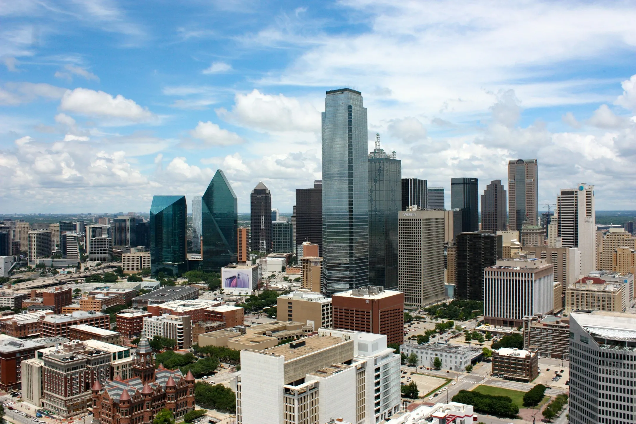 Aerial view of the Dallas city skyline